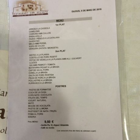 Example of menu