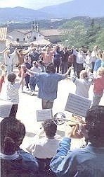 Sardana dancing in front of the Cobla