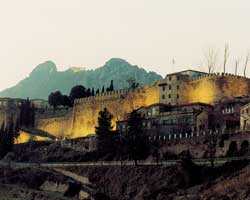 Berga, walls of the town lit at night