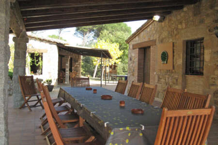 Can Salarichs main outdoor dining area, with barbecue hut just beyond on left